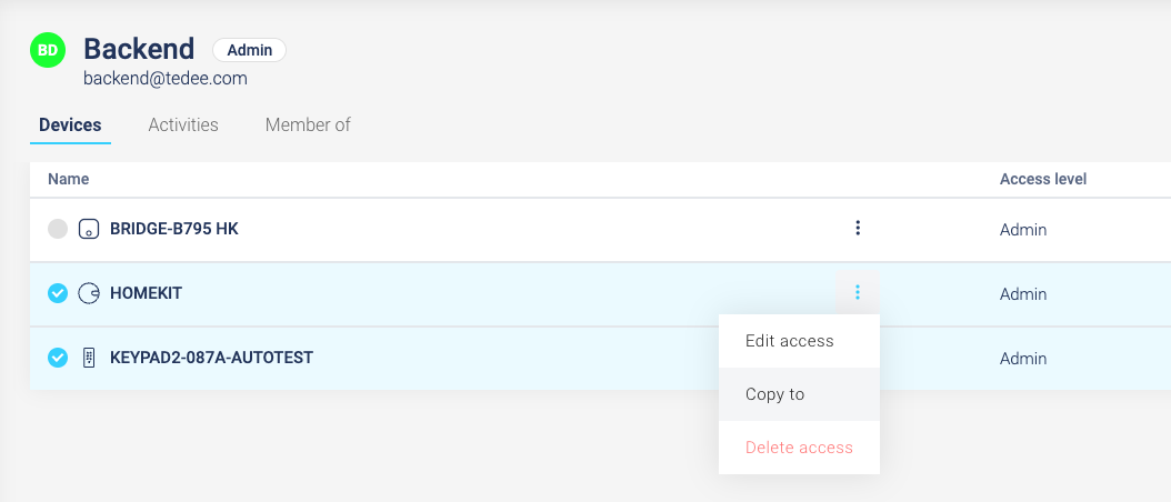 Bulk copy - user context menu action